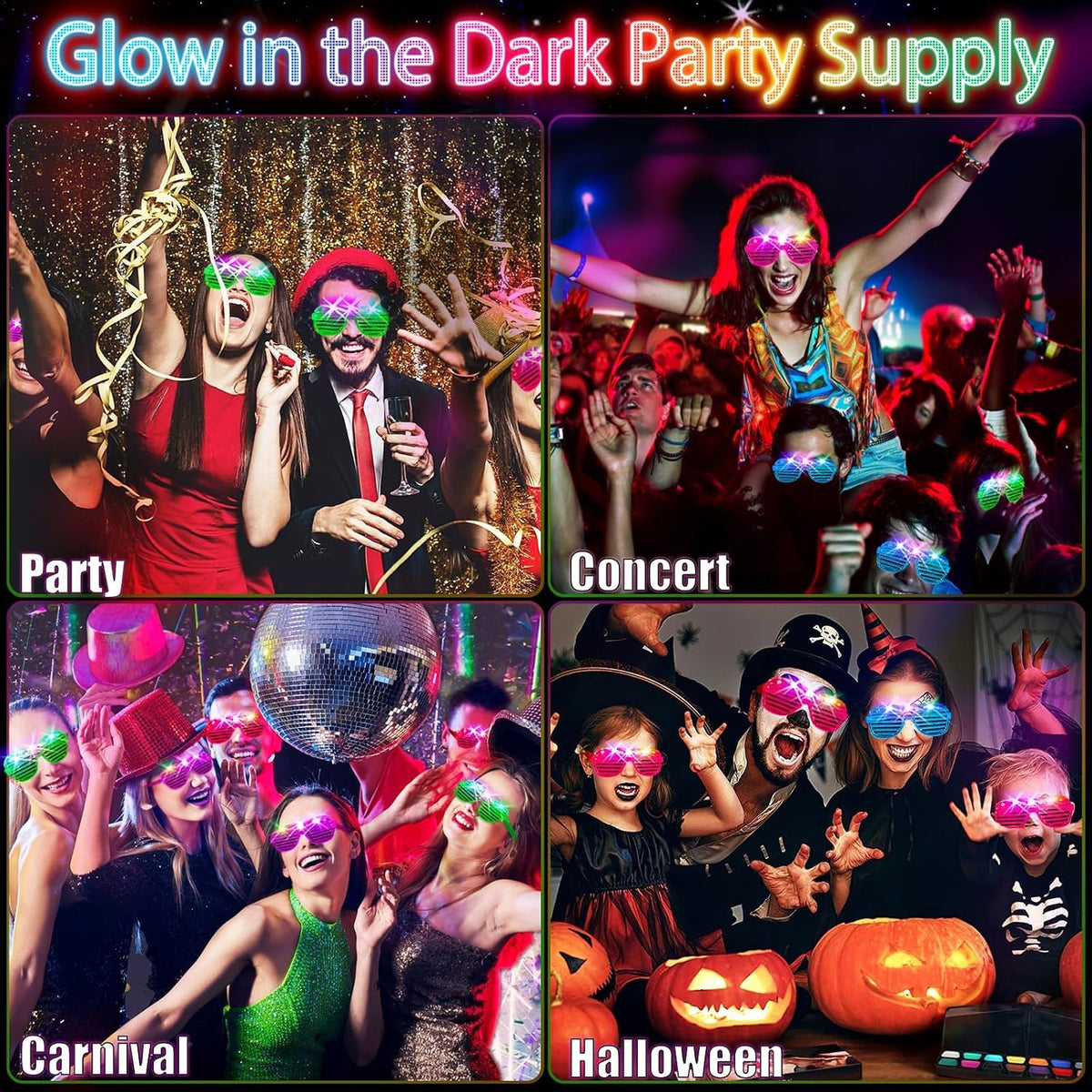 SHQDD 75PCS LED Glasses, Light Up Glasses, 5 Colors party glasses with 3 Ligh...