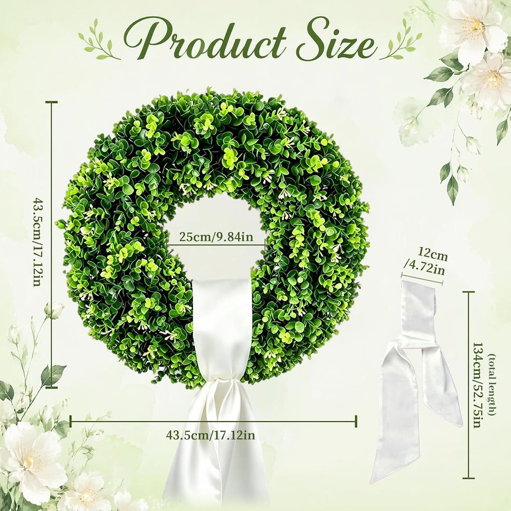 cleangor artificial boxwood wreaths for front door shown in use