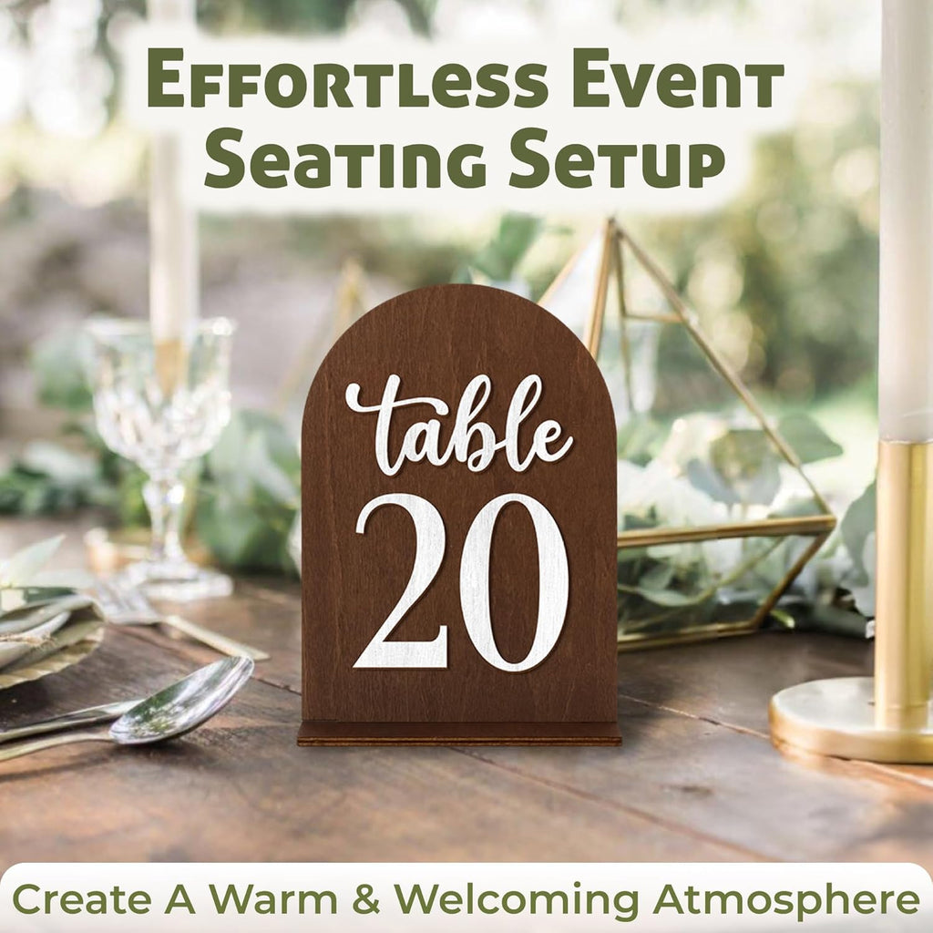 Woodamore Wedding Table Numbers 1-20, Wood Table Numbers For Wedding Reception 1-20, Restaurant Tables Number Signs With Stands, Wooden Tables Markers For Event, Party, Centerpiece