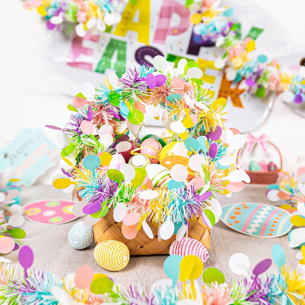 6 PCS Easter Tinsel Garland, 39.4 ft Egg Tinsel Garlands Colorful Fringe Easter Hanging Garland Decorations for for Easter Party Wedding New Years Home Indoor Outdoor Decor