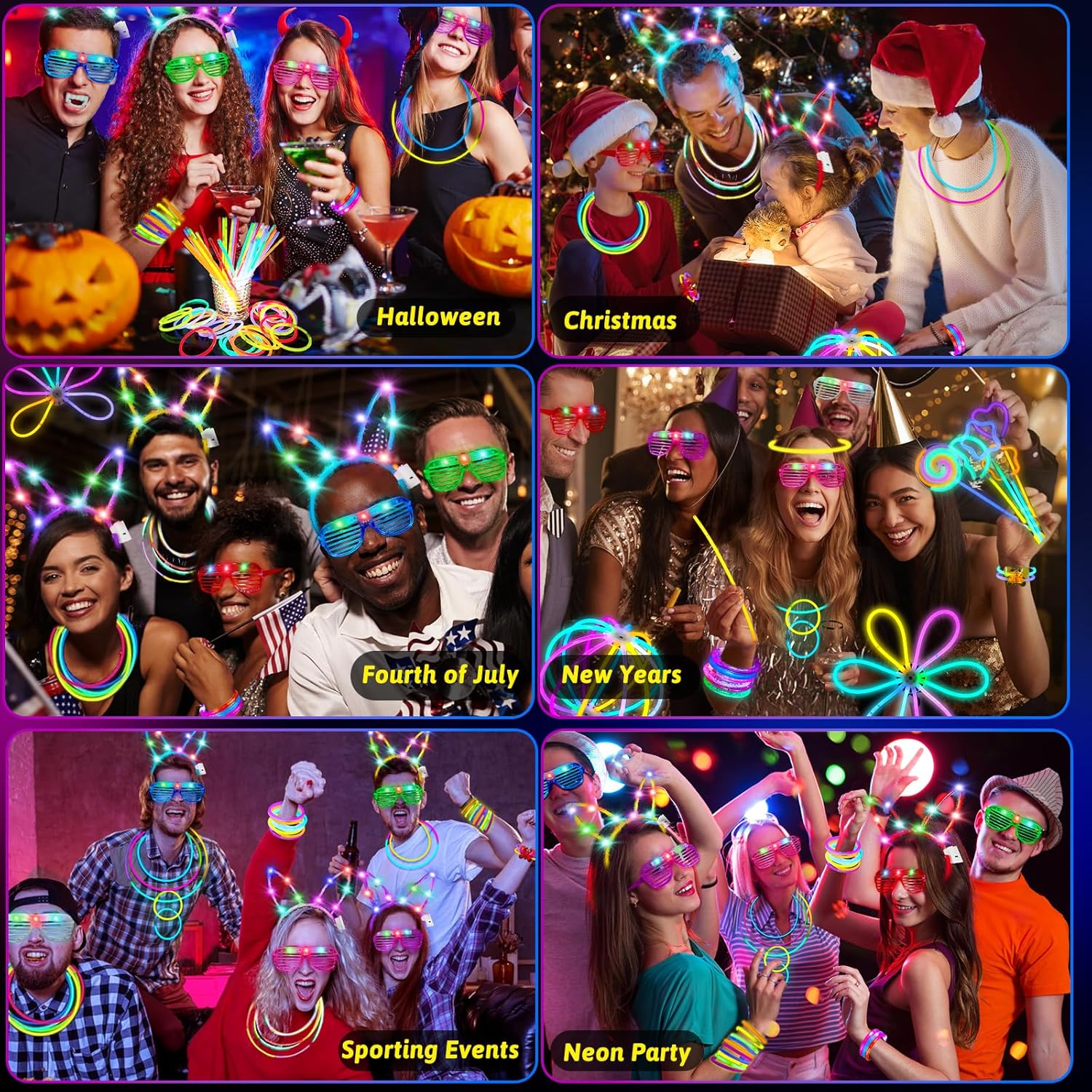 156Pcs Glow In The Dark Party Supplies for Kids/Adults, Light Up Accessories with Glasses, Headband, Bracelets, Necklaces, Wand, 100 Glow Sticks Bulk Party Pack, Neon Disco Birthday Party Decorations