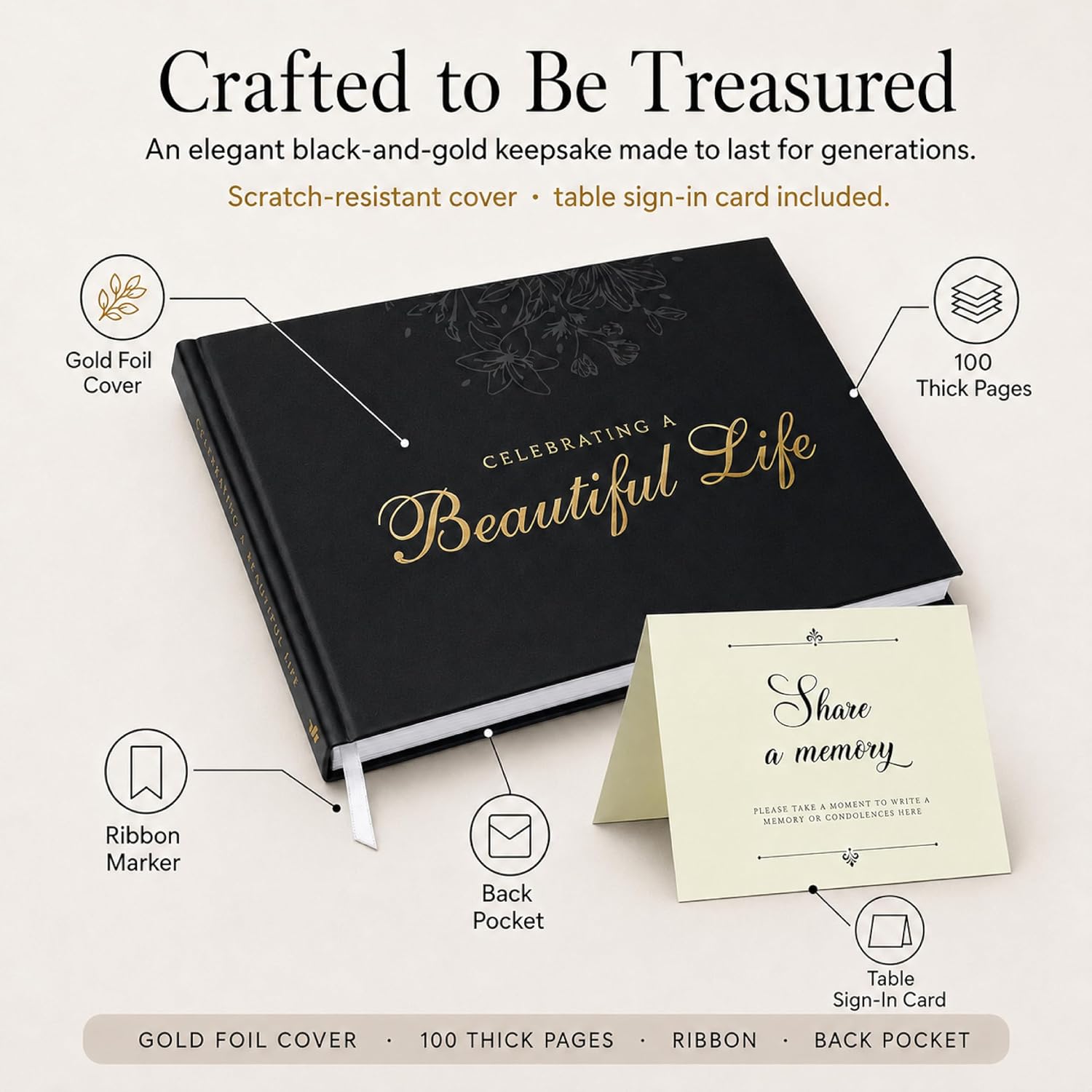 Funeral Guest Book for Memorial Service | Celebration of Life Sign-In Book to Honor and Remember Loved Ones – Elegant Memory Keepsake for Guests to Share Condolences