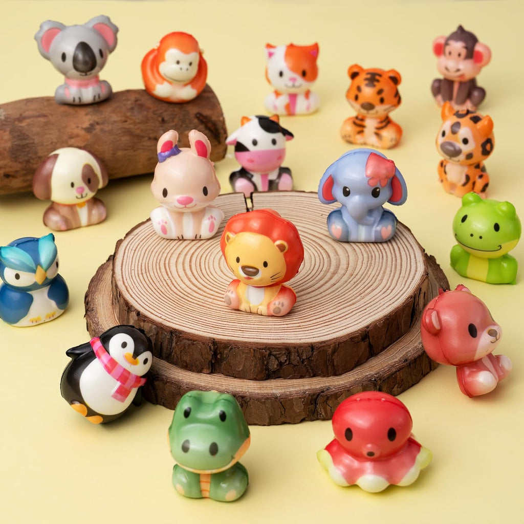 DMIGHT Party Favors for Kids 24PCS Safari Animal Squishy Toys,Goodie Bag Stuffers, Pinata Stuffers,Birthday Gifts for Boys & Girls,Treasure Chest Prizes,Classroom Prizes for Kids