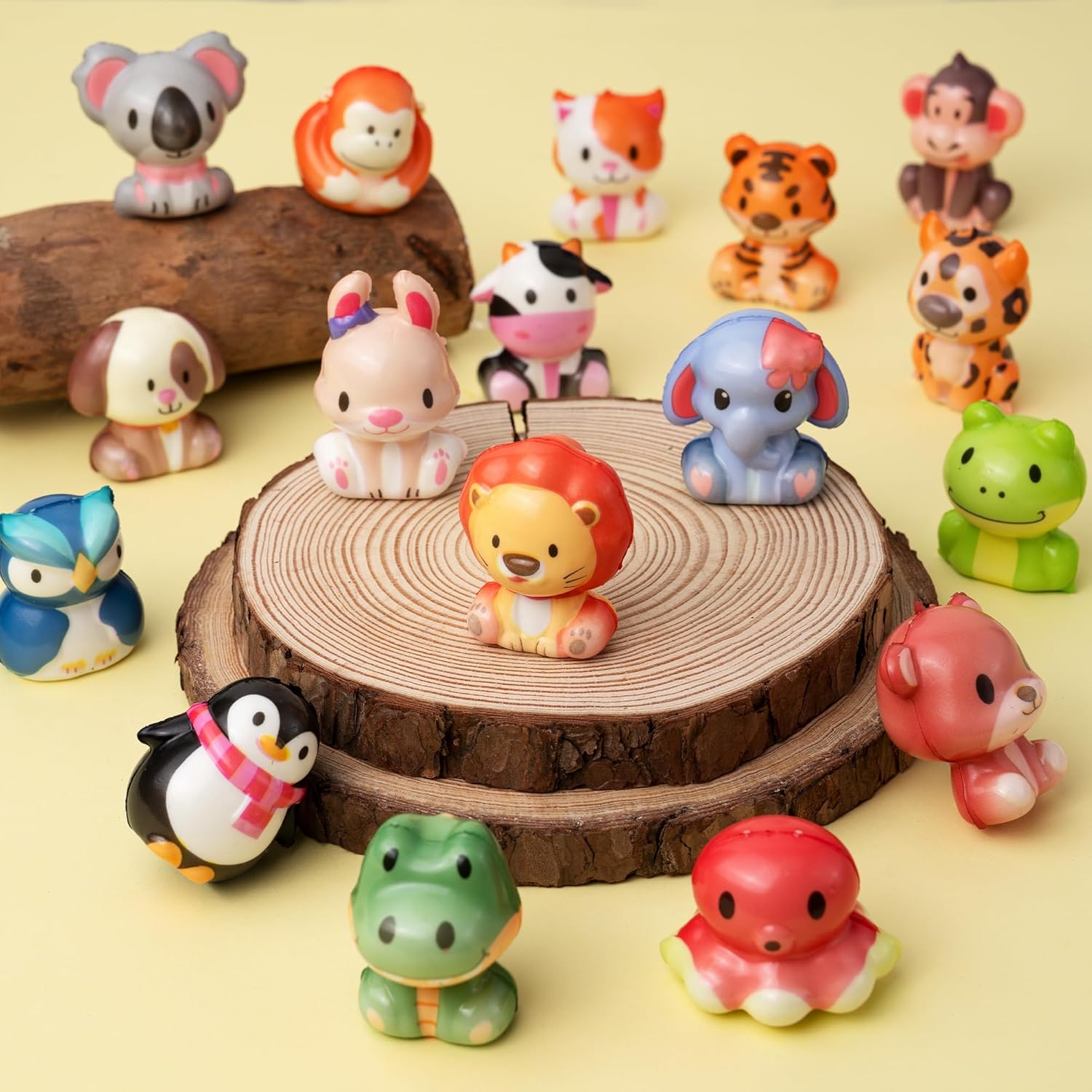 DMIGHT Party Favors for Kids 24PCS Safari Animal Squishy Toys,Goodie Bag Stuffers, Pinata Stuffers,Birthday Gifts for Boys & Girls,Treasure Chest Prizes,Classroom Prizes for Kids