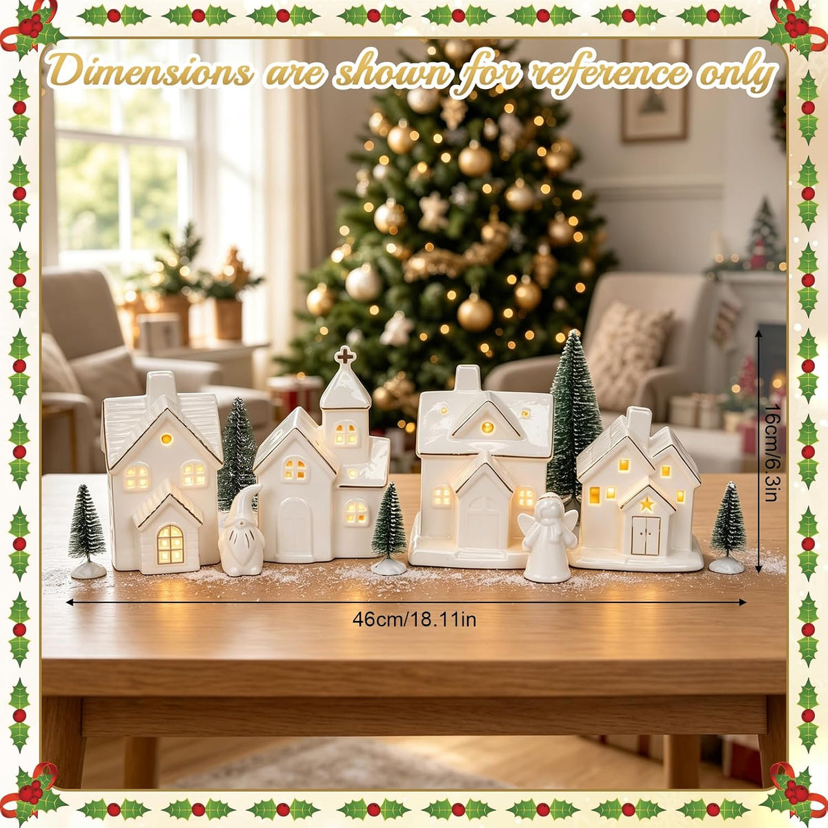 christmas village sets,12 pcs christmas village houses with, side view