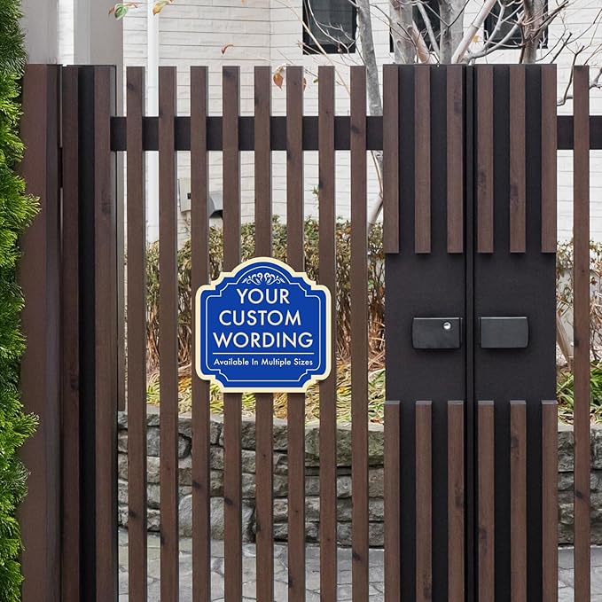 Custom Decorative Outdoor Metal Signs - Aluminum, Personalized Driveway Signs, Waterproof Made in USA, Blue Steel 18x18 Inch