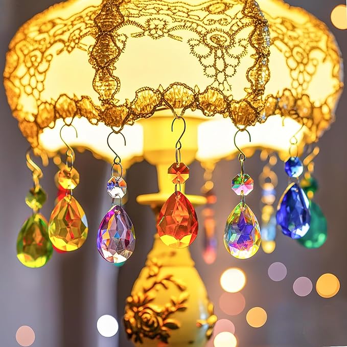H&D HYALINE & DORA 3Inch Crystal Suncatcher Bauhinia Prisms Pendants 10Pcs Chandelier Crystals Replacement Hanging Sun Catcher Beads for DIY Arts Crafts Decor (Red)