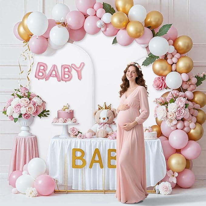 DREAHOTEXTIL Wedding Arch Frame Cover 7.2FT Arch Background Cover Spandex Fabric Elastic Background Suitable for Weddings, Birthday Parties, Baby Showers, banquets, and Ceremonial Decorations（White）