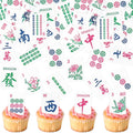 42Pcs Edible Chinese Mahjong Cupcake Toppers Mah-Jong Tiles Cupcake Picks Mahjong Playing Card Cupcake Decorations for Mah-jong Lover Birthday Cake Cupcake Decorations Mahjong Game Party Supplies