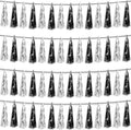 4P Black Silver Foil Fringe Metallic Tassel Streamers Banner Tassel Garland for Parade Floats, Graduation, Wedding, Birthday, Halloween, Christmas, Bridal/Baby Shower Party Decorations