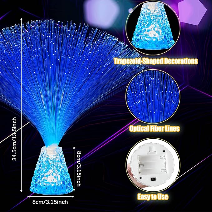 Patelai 10 Pcs LED Fiber Optic Lamp Color Changing Fiber Optic Night Light with Multicolor Glow Decorative Table Centerpiece for Sensory Bedroom Halloween Party Holiday Decorations (Crystal,Clear)
