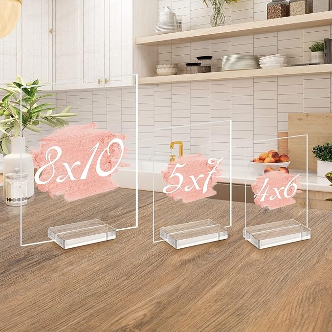 3" Acrylic Sign Holders, 32 PCS Clear Place Card Holders with Card Slot, Table Numbers Display Stands, for Wedding/Menu/Meeting/Table Numbers