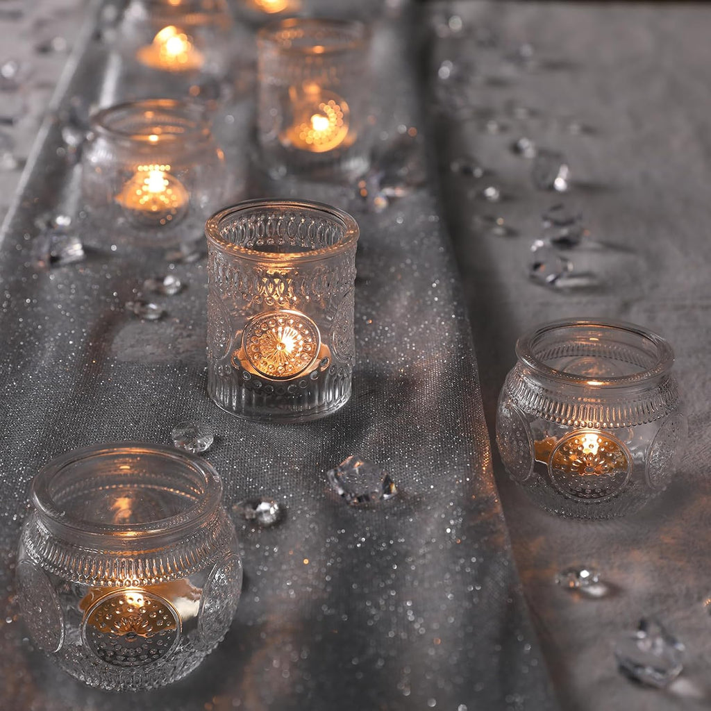 30 Pcs Assorted Clear Votive Candle Holders, Wedding Centerpieces Table Decorations, Glass Tea Lights Candle Holder for Party Decorations, Vintage Boho Candle Holders Bulk for Wedding Receptions