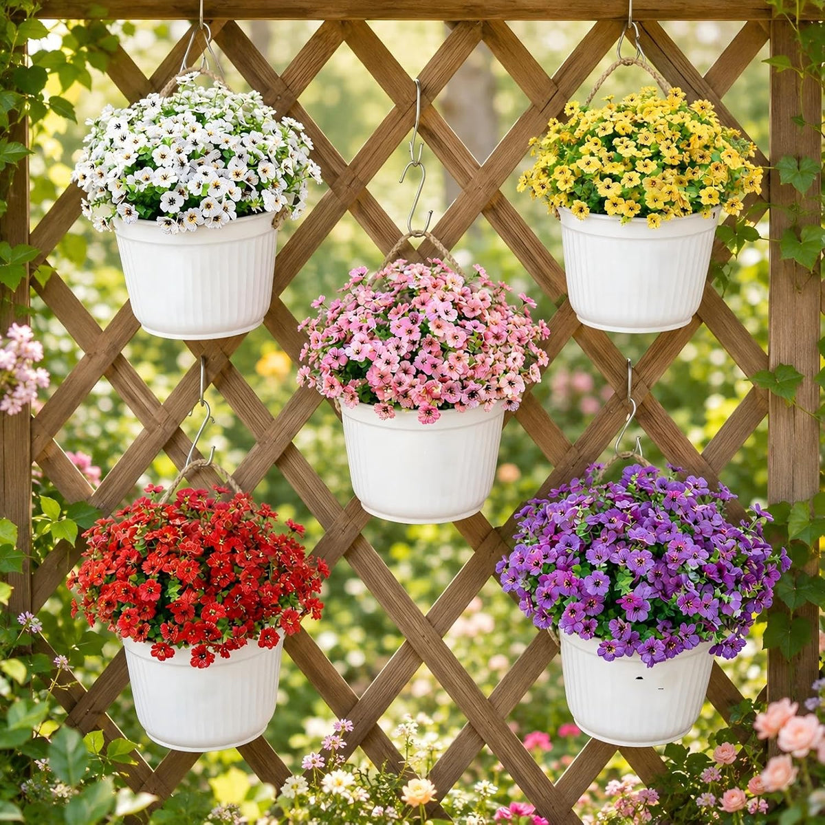 24 bundles artificial fake flowers for outdoors indoor on a desk or shelf