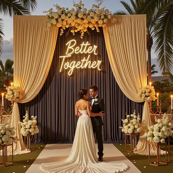 PartyVillage 20ft×15ft Brown Backdrop Curtain for Wedding Parties, 4 Panels Wrinkle Free 15 FT Long Polyester Photo Backdrop Drapes Back Drop Cloth for Birthday Photography Background