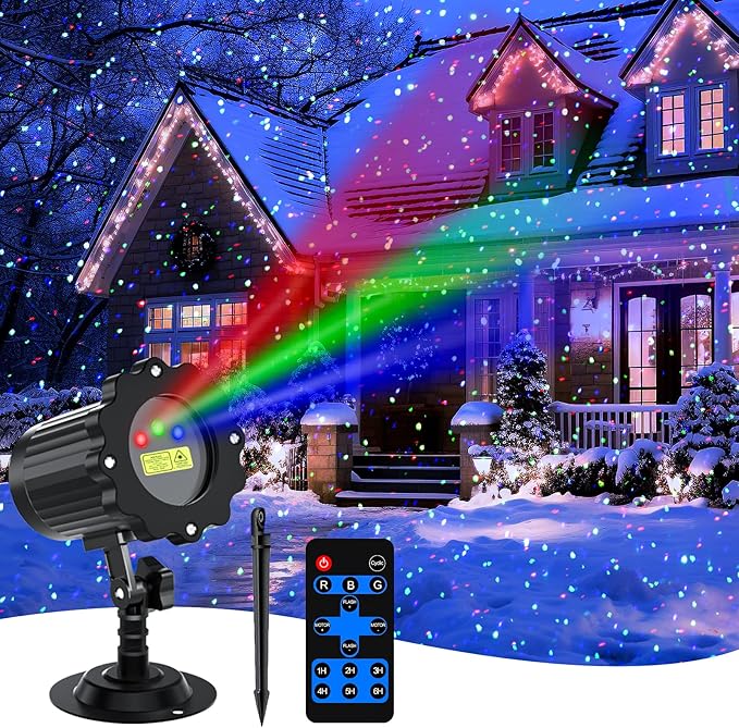 Christmas Projector Lights Outdoor, Garden Light Projector with Timer, Firefly Lights, IP65 Waterproof, Holiday Decoration for Halloween, Christmas, Home, Party, Garden Decor