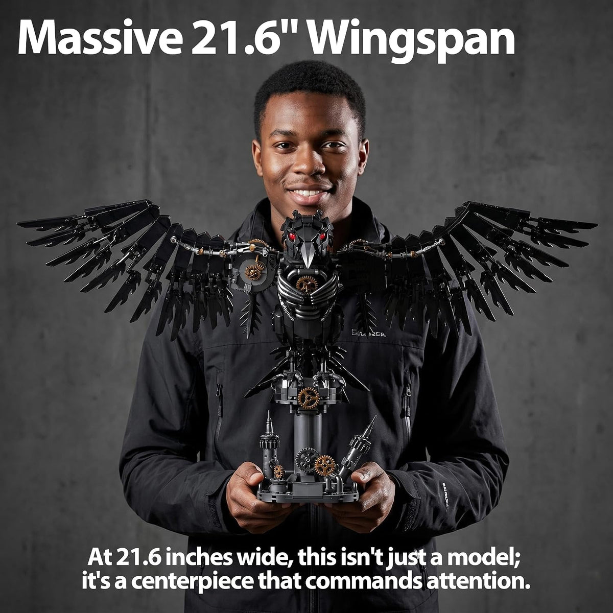 habow mechanical raven building set (1018 pcs), close-up detail