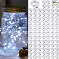 100 Pack White Fairy Lights 7Ft 20 LED Twinkle String Lights 3 Modes Battery Operated Waterproof Firefly Starry for Mason Jar Party Wedding Christmas Valentines Day Table Centerpieces,Cold White