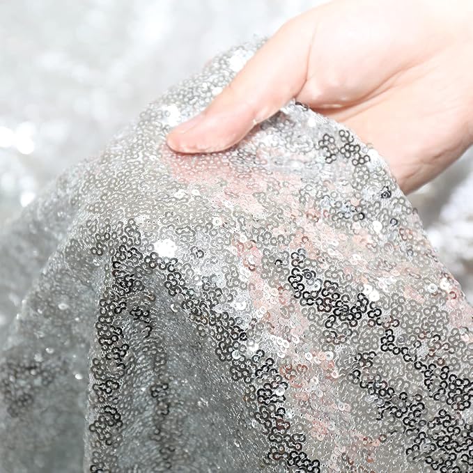 Poise3EHome 6FT x 6FT Sequin Photography Backdrop Curtain for Party Decoration, Silver