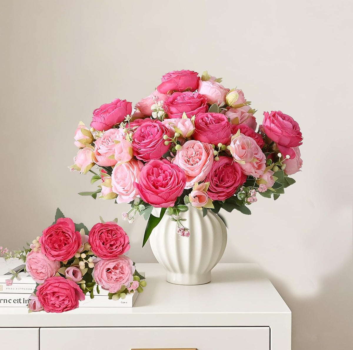 pink peonies artificial flowers 12 bouquets,pink flowers lifelike, view 9