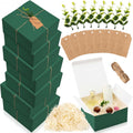 Crtiin 8 Pack Gift Boxes with Lids, 8x8x4 Inch Forest Green Bridesmaid Proposal Gift Box with Shredded Paper, Twine, Tags & Eucalyptus Leaves for Presents, Wedding, Birthday, Christmas, Baby Shower