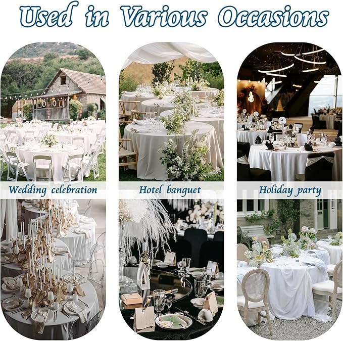 KKJIAF 1 Pack 60 Inch / 5ft Round Table Cloth, Silver Overlay Round Satin Table Cover, Silky Satin Dining Tablecloths for Wedding Buffet Parties Banquet Decoration