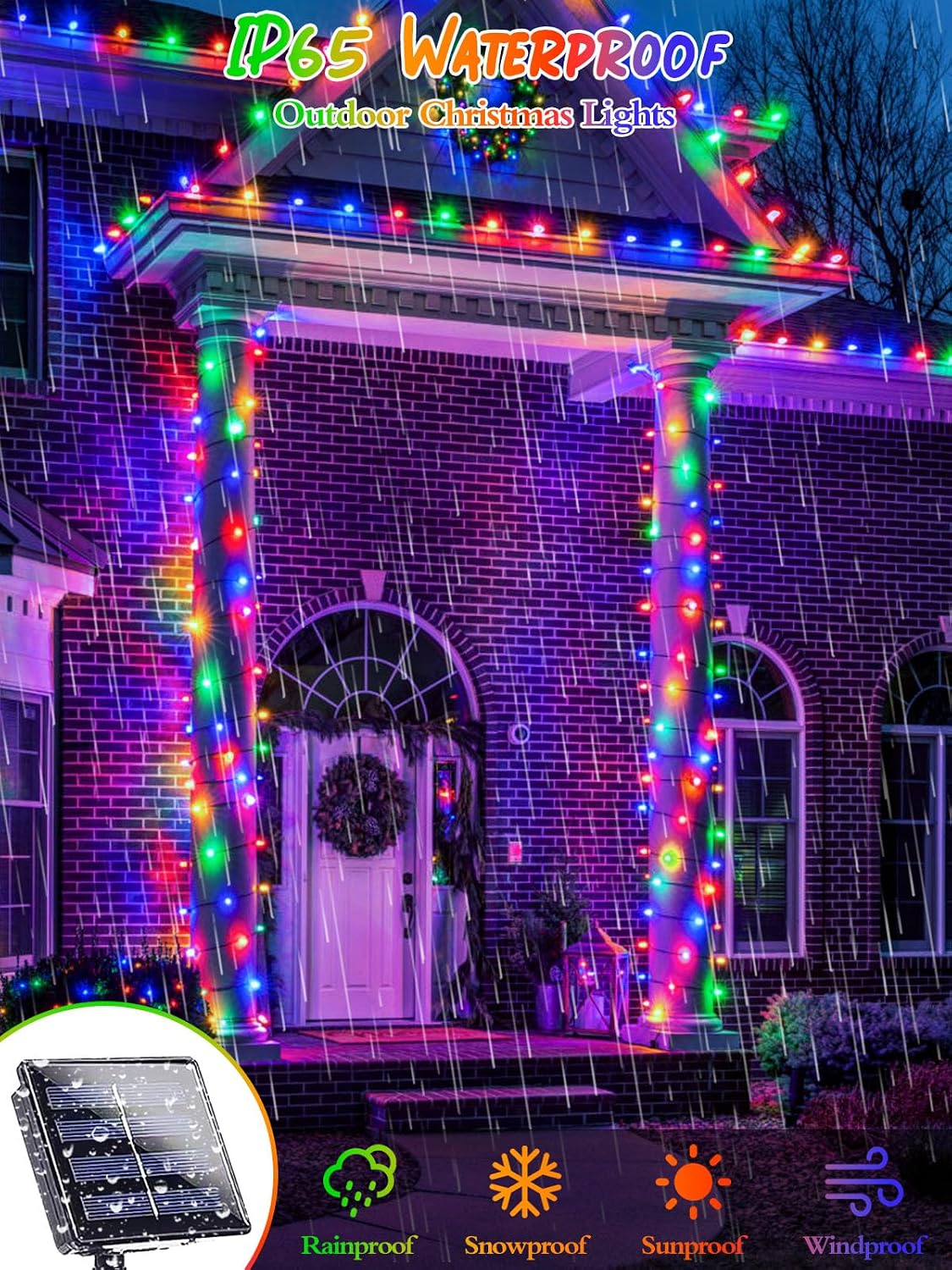 6 Pack 600 LED Solar Christmas Lights Outdoor, Solar Lights Multicolor