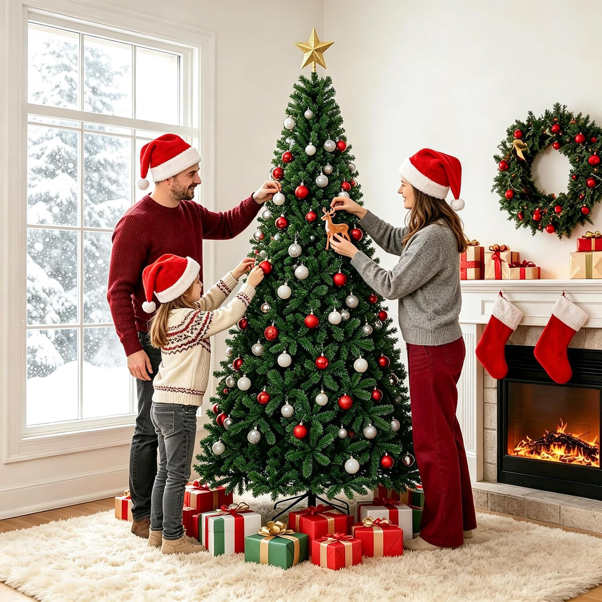 artificial christmas tree,7.5ft christmas with over 1800 branch, view 9