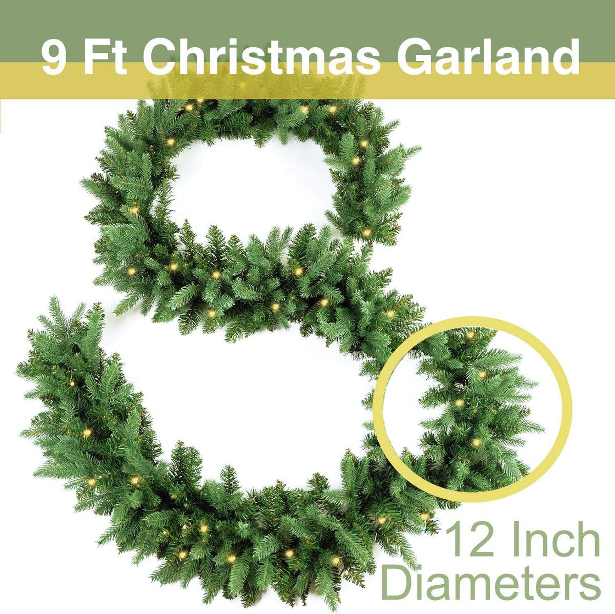 homekaren christmas garland 9 ft by 12 inch shown in use