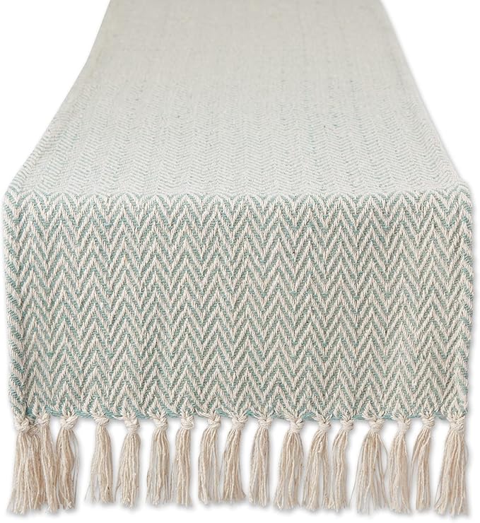 DII Woven Basic Tabletop Collection Chevron Table Runner, 15x108, Jadeite