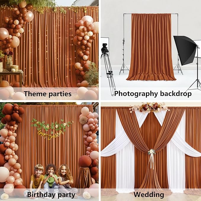 10 x 7 Feet Bronze Backdrop Curtain for Partie, Background Curtains for Photoshoot, Birthday, Wedding, Halloween, Thanksgiving, Christmas, New Year Party Decorations 5Ft x 7Ft, 2 Panels