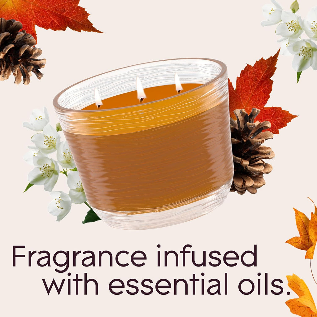 Glade Candle Cashmere Woods, Fragrance Candle Infused with Essential Oils, Air Freshener, 3-Wick Candle, 6.8 Oz, 3 Count