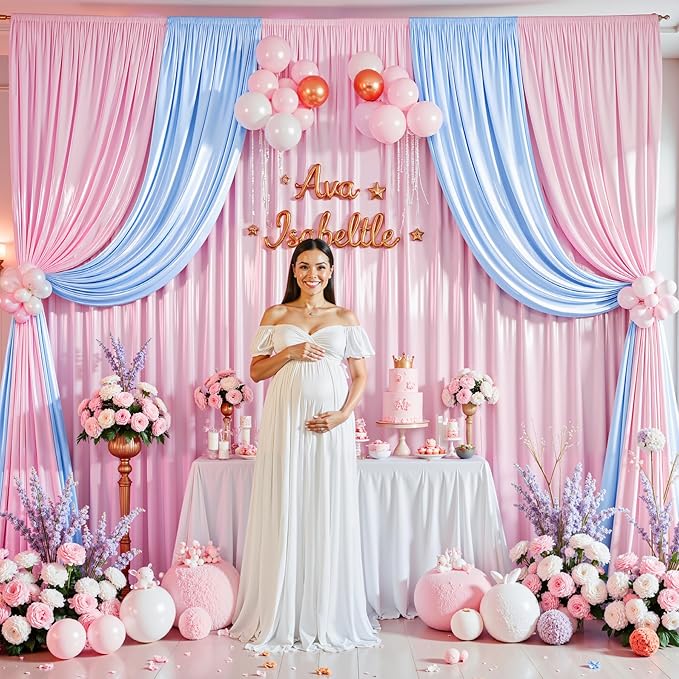 10x10 ft Pink Glitter Backdrop Curtain or Parties, Wrinkle Free Glitter Photo Backdrop Drapes 2 Panels 5x10FT Shimmer Back Drop Cloth for Baby Shower Wedding Birthday Photography Background Decor