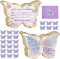 Hotop 24 Sets Butterfly Birthday Invitations with Stickers and Envelopes for Kids Girls, Cute Butterfly Party Invitations Cards for Birthday Baby Shower Party Favors Supplies, 4x6 Inch