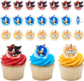 DecoPac Sonic the Hedgehog Rings, Cupcake Decorations Featuring Sonic, Tails, and Shadow - 24 Pack