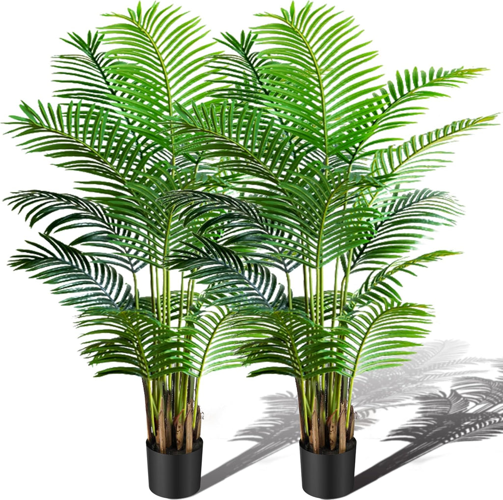 6ft 2-pack artificial areca palm plant in pot, main product view
