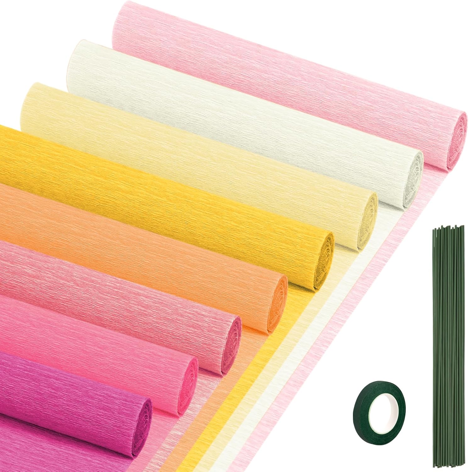 Crepe Paper Streamers 8 Rolls, 10 x 98Inch 8 Pink Colors | Crepe Paper Sheets for DIY Gift Colourful Paper Flower Wrapping Paper Crafts Birthday Wedding Holiday Party Decorations
