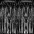 2 Pack Foil Curtain Backdrop Black Metallic Tinsel Foil Fringe Curtains Photo Booth Props for Birthday Wedding Engagement Baby Shower Bachelorette Christmas Holiday Celebration Party Decorations