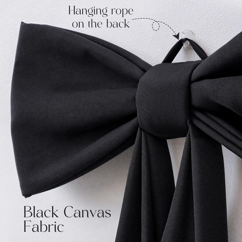 Halloween Decor - Halloween Decorations - 48" x 24" Giant Black Bow for Wall Mantle Front Door Window Kitchen - Indoor Room Party Hanging Decoration - Christmas Tree Topper Bows for Home