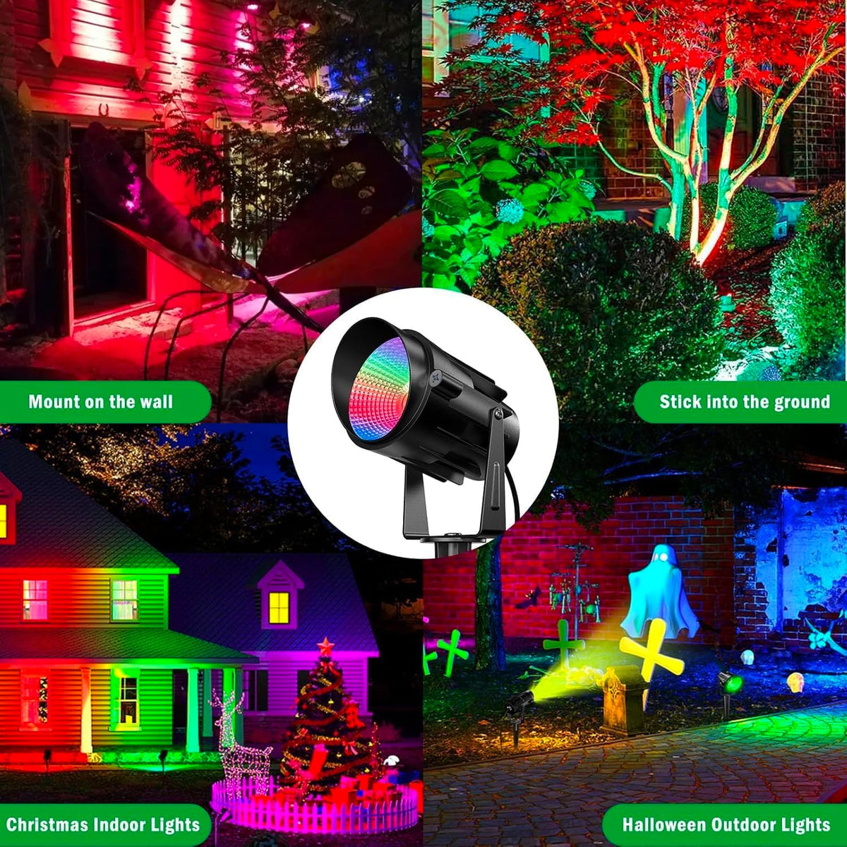 Christmas Halloween Outdoor Spotlights, 12W Color Changing Landscape Lighting...