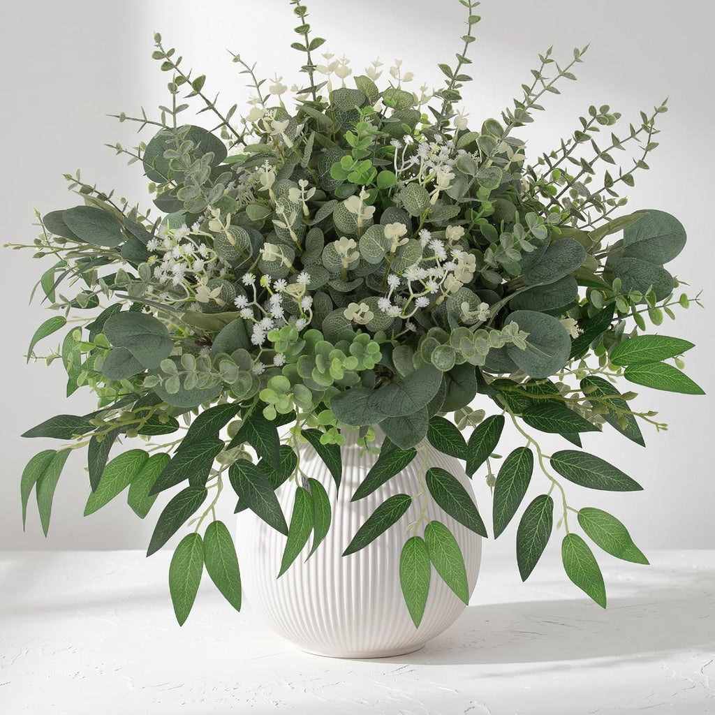hananona 135 pcs mixed eucalyptus leaves stems artificial shown in use