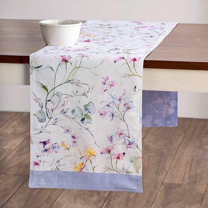 Maison d' Hermine Table Runner 100% Cotton Double Layer Table Runners 108 inches Long Decorative for Home Kitchen Dining Party Wedding Bridal Shower Spring Summer (Summer Floral, 14.50" x 108")
