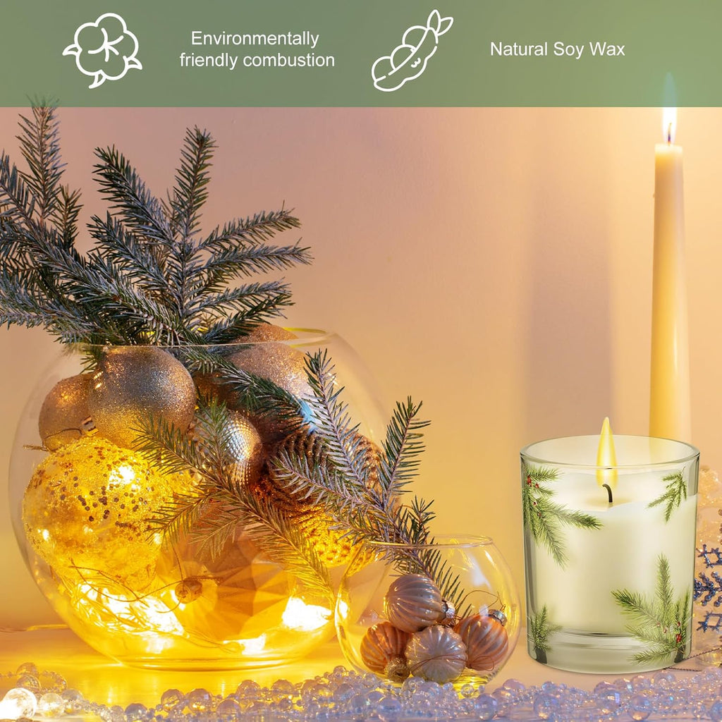 Nuanchu 4 Pack Fir Pine Needle Candle 6.5 oz Scented Candles Gifts with Fir Pine Needle Design Valentine's Day Home Decor for Women and Men