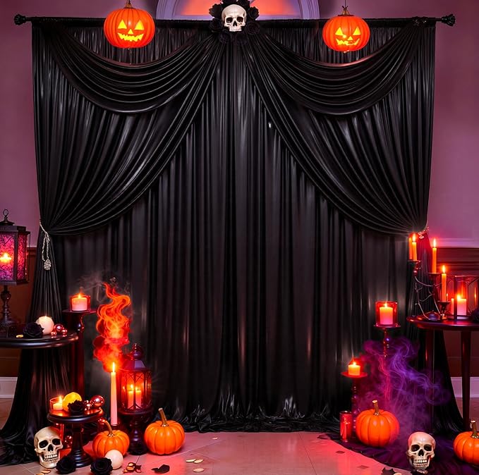 10ftx10ft Black Sequin Backdrop Curtain for Parties, Wrinkle Free Thick Glitter Sparkle Photo Backdrop Drapes 2 Panels 5x10FT Shimmer Back Drop Cloth for Wedding Birthday Halloween Background