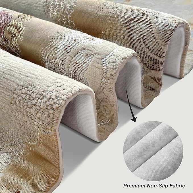 HeMiaor Chenille Jacquard Thick Table Runner Delicate Tassel for Meeting Decor and Dining Table Retro Embroidery Pattern for Christmas Festive Wedding Decoration Beige 60 inches Long