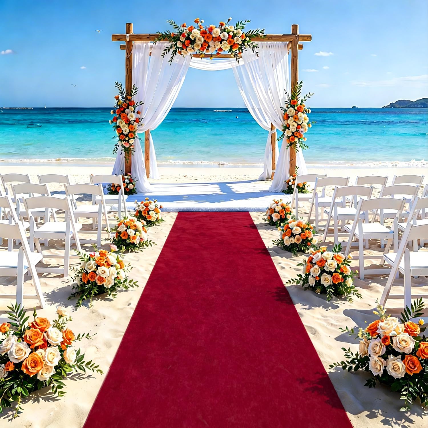 FUHSY Aisle Runner Burgundy Velvet Aisle Runners 4FTx20FT Wedding Aisle Floor Runners for Outside Rustic Rug Runner Maroon Carpet Runner for Party Beach Runway Indoor Outdoor Decorations