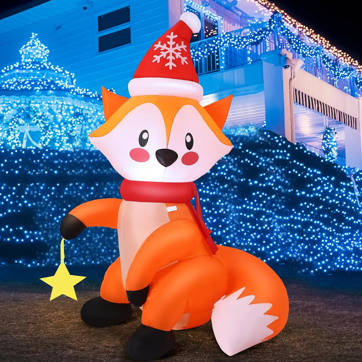 leyndo 5 ft lighted fox christmas decor inflatable, main product view
