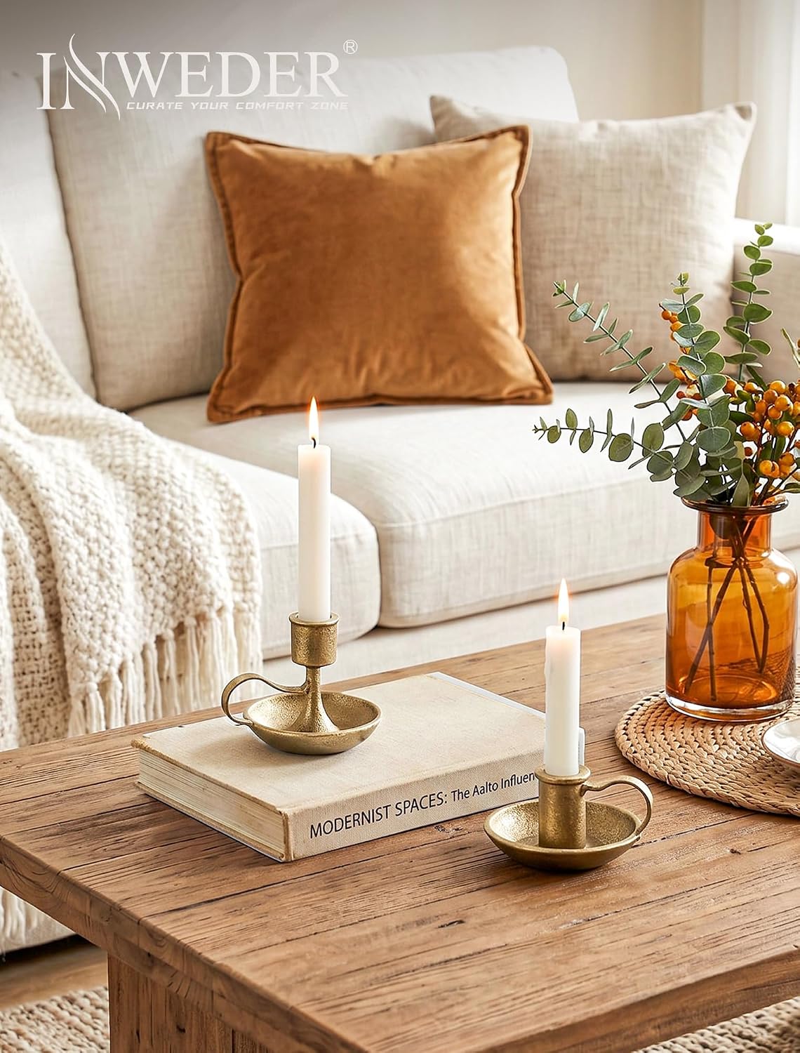 Vintage Brass Candlestick Holders: Cast Iron Taper Candle Holders