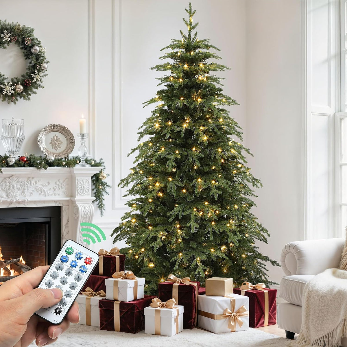 yitahome 7.5ft prelit green aspen fir christmas tree, main product view