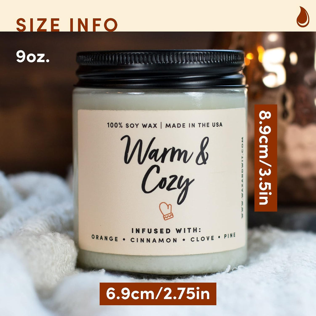 Wax & Wit Warm and Cozy Christmas Candles Scented – Orange, Cinnamon, Clove, Pine – Fall Candle, Perfect Holiday, Winter, Xmas, Autumn Gifts – 9oz, Soy Wax, 50 Hour Burn